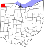 Map of Ohio showing Williams County 