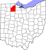 Map of Ohio showing Wood County 