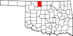 Map of Oklahoma showing Alfalfa County 