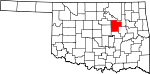 Map of Oklahoma showing Creek County 