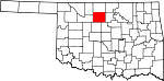 Map of Oklahoma showing Garfield County 