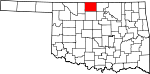 Map of Oklahoma showing Grant County 