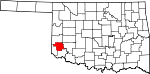 Map of Oklahoma showing Greer County 