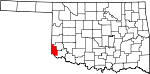 Map of Oklahoma showing Harmon County 