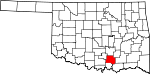 Map of Oklahoma showing Johnston County 