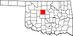 Map of Oklahoma showing Kingfisher County 