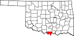 Map of Oklahoma showing Love County 