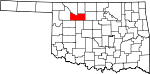 Map of Oklahoma showing Major County 