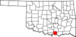 Map of Oklahoma showing Marshall County 