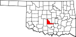 Map of Oklahoma showing McClain County 