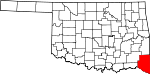 Map of Oklahoma showing McCurtain County 