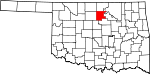 Map of Oklahoma showing Noble County 