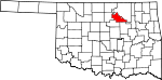 Map of Oklahoma showing Pawnee County 