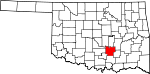 Map of Oklahoma showing Pontotoc County 