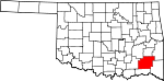 Map of Oklahoma showing Pushmataha County 