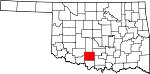 Map of Oklahoma showing Stephens County 