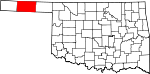 Map of Oklahoma showing Texas County 