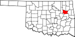 Map of Oklahoma showing Wagoner County 