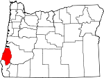 Map of Oregon showing Coos County 