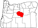 Map of Oregon showing Crook County 