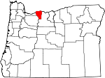 Map of Oregon showing Hood River County 