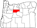 Map of Oregon showing Jefferson County 