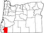 Map of Oregon showing Josephine County 