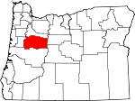 Map of Oregon showing Linn County 