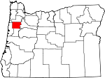 Map of Oregon showing Polk County 