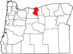 Map of Oregon showing Sherman County 