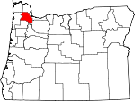 Map of Oregon showing Washington County 