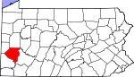 Map of Pennsylvania showing Allegheny County 