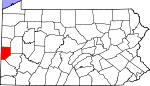 Map of Pennsylvania showing Beaver County 