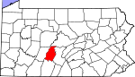 Map of Pennsylvania showing Blair County 