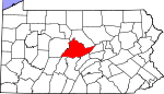 Map of Pennsylvania showing Centre County 