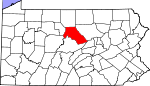 Map of Pennsylvania showing Clinton County 