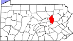 Map of Pennsylvania showing Columbia County 