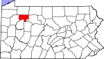 Map of Pennsylvania showing Forest County 