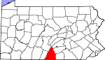 Map of Pennsylvania showing Franklin County 