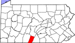 Map of Pennsylvania showing Fulton County 