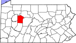 Map of Pennsylvania showing Jefferson County 