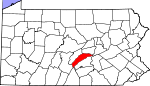 Map of Pennsylvania showing Juniata County 