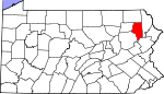 Map of Pennsylvania showing Lackawanna County 