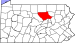 Map of Pennsylvania showing Lycoming County 