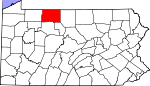 Map of Pennsylvania showing McKean County 