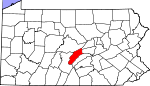 Map of Pennsylvania showing Mifflin County 