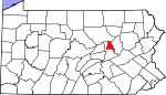 Map of Pennsylvania showing Montour County 