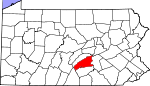 Map of Pennsylvania showing Perry County 