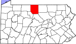 Map of Pennsylvania showing Potter County 