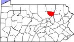 Map of Pennsylvania showing Sullivan County 